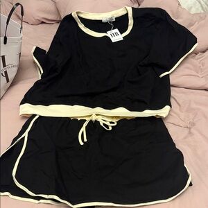 Black and Cream Two-Piece Lounge Set